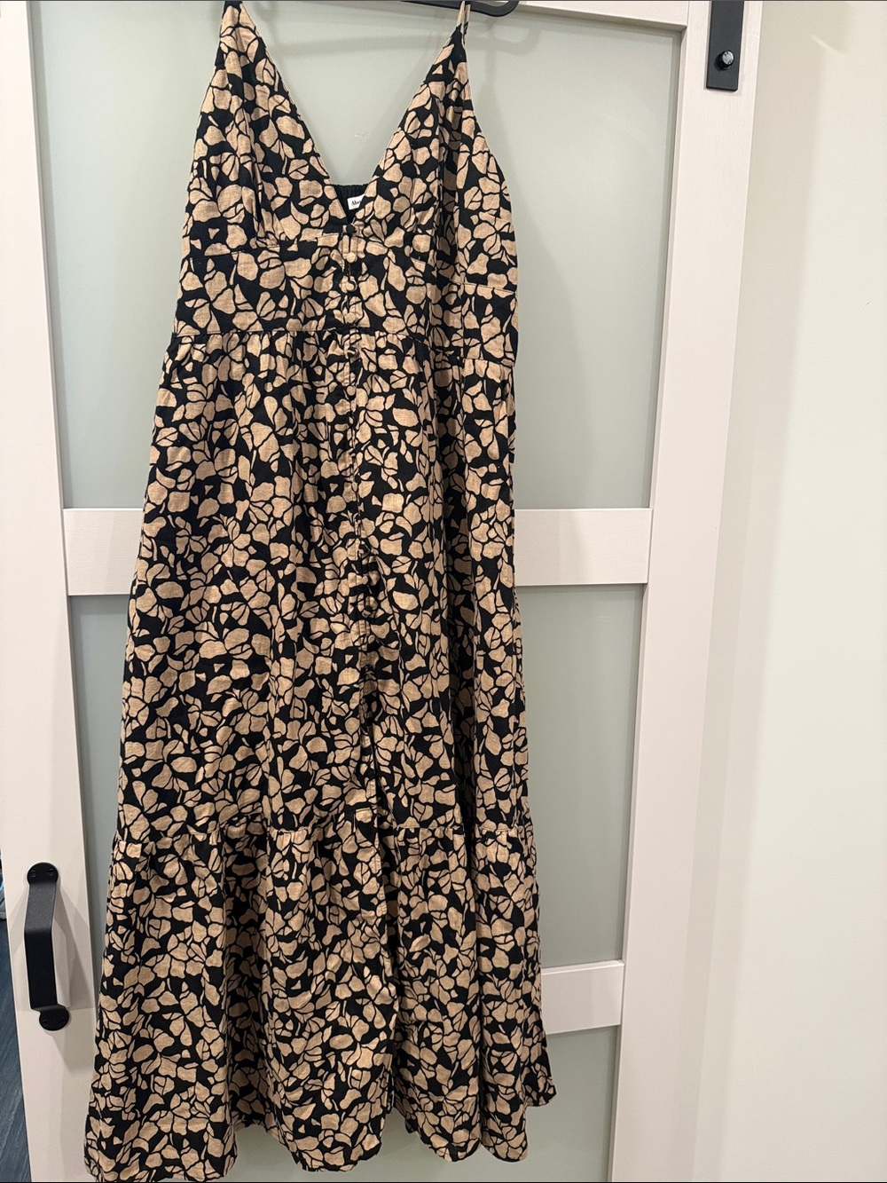Abercrombie & Fitch Black Maxi Dress with Beige Floral Print